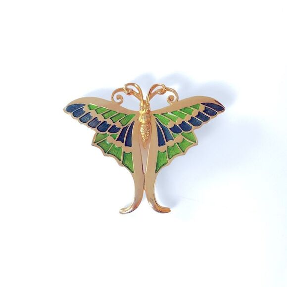 Napier Jewelry - Vintage Napier Gold Enamel Butterfly Brooch